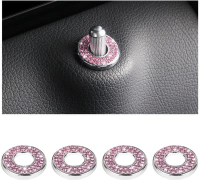 Dailygoods- Deurslot Pinafdekkingen - 4 Stuks - Binnenafwerking - Zelfklevend - Zinklegering/Strass-steentjes - Binnendiameter 1,2 cm - Glinsterend Design - Autodecoratie