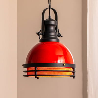 Opviq Hanglamp Saglam 3762, rood/zwart, ijzer, Ø 32 cm