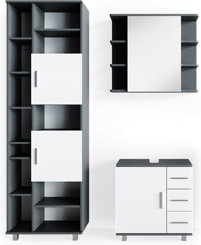 Vicco Badkamermeubel set Ilias, Antraciet, 3-delig