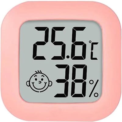 Hygrometer - Weerstation - Luchtvochtigheidsmeter - Thermometer Voor Binnen - Incl. Batterij en Plakstrip - Roze