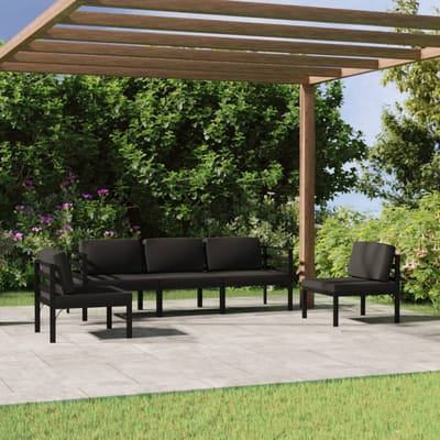 vidaXL - 5-delige - Loungeset - met - kussens - aluminium - antracietkleurig