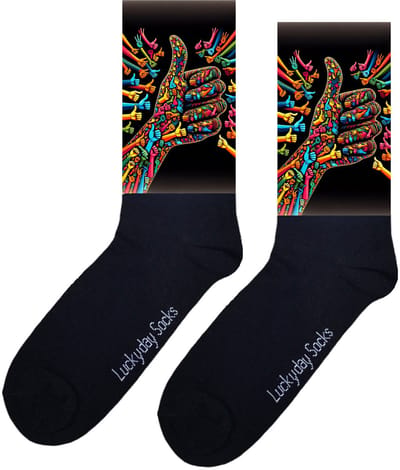 Duimen - Opkikker - Grappige sokken - Valentijns cadeau - Verjaardag cadeau - Trendy Nu - Leuke sokken - Goed gedaan - Trots op jou - Vrolijke sokken - LuckyDay Socks - Grappige cadeau - Kerstsokken - Vaderdag - Moederdag - One size