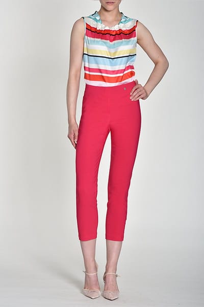 Robell Lena09 Dames Comfort Stretch 7/8 Pantalon - Rood - Maat36