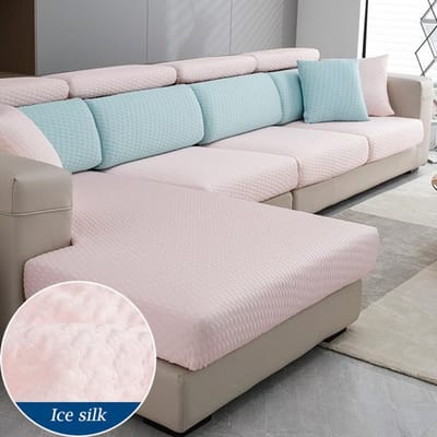 Housse de canapé élastique d'été en soie glacée, couleur unie, antidérapante, housse de coussin de refroidissement, protection universelle pour meubles de salon Backrest S 1PCS rose