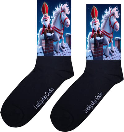 Sinterklaas sokken - Sokken Sinterklaas cadeau - 5 december - Sinterklaas kadootje - Schoen cadeau - Pakjesavond - Grappige cadeau - December cadeau - December kadootje - LuckyDay Socks - Maat 37-44