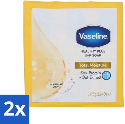 Vaseline - Total Moisture - Zeeptablet - Healthy Plus - 3x75 g - Voordeelverpakking - 2 stuks