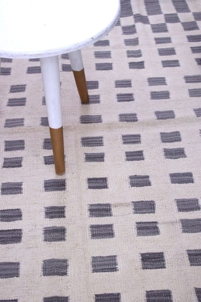 Crème Tapijt Laagpolig Handgeweven Wollen Vloerkleed - Koho Afghan Modern Kelim 145x105 - 145x105cm- Modern - Woonkamer - Salon - Slaapkamer - Eetkamer