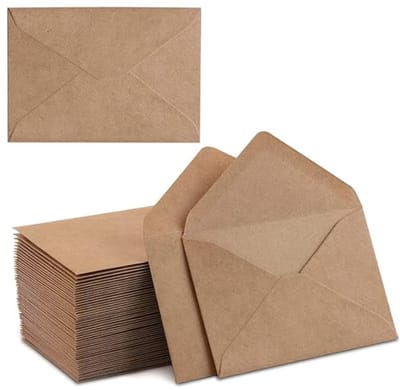 100 Stuks Bruine Kraft Enveloppen A7 (133x184mm) voor Uitnodigingen en Kaarten