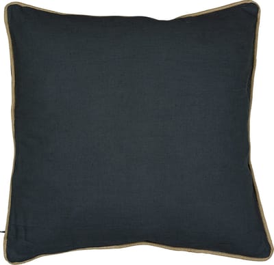 kussen donkergrijs met jute bies 55x55cm*