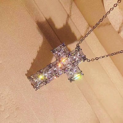 Vintage Kruis Hanger AAAAA Zirkonia Steen 925 Sterling Koper Hiphop Hanger Ketting Voor Vrouwen Mannen Feest Bruiloft Sieraden brown