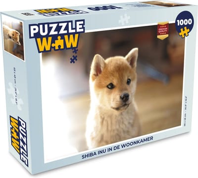 Puzzel Shiba Inu in de woonkamer - Legpuzzel - Puzzel 1000 stukjes volwassenen