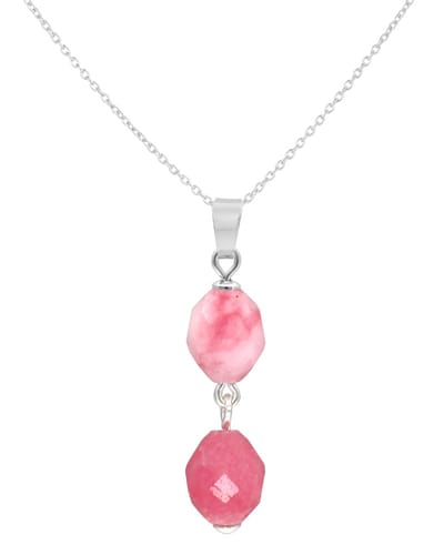 ARLIZI 2505 Ketting roze jade kralen hanger - sterling zilver - 44 cm