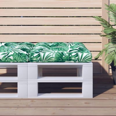 Palletkussen - Zitkussen Tuin - Buiten Zitten - Zachte Vulling - 60 x 60 cm - Bladpatroon