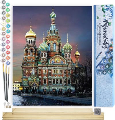 Figured'Art Schilderen op Nummer Volwassenen canvas Rusland - Handwerk acrylverf Kit DIY Compleet - 40x50cm met DIY houten lijst
