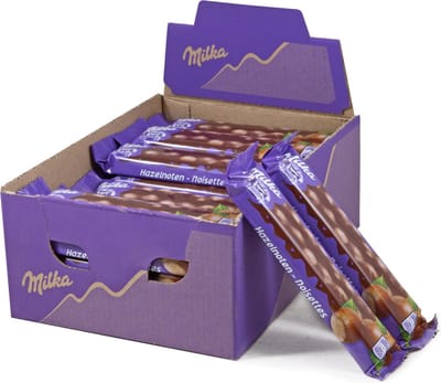 Milka Chocolade Repen Hele Noten Melkchocolade 30 x 45g - Chocoladerepen - Voorraad - Verjaardag Cadeau Vrouw of Man - Geschenkset voor Man en Vrouw