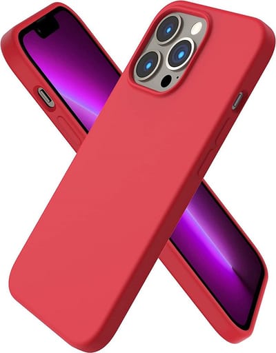LuxeBass Siliconen hoesje geschikt voor Apple iPhone 14 Pro Max - Rood - telefoonhoes - gsm hoes - telefoonhoesje