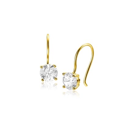 Zinzi Gold 14 krt gouden oorhangers bezet met een ronde witte zirkonia 6mm ZGO480