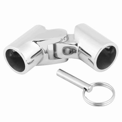 Vouwbare roestvrijstalen koppeling voor buizen en pijpen, geschikt voor Bimini-toppen en zonneschermen (25mm diameter)