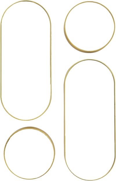 Home Deco Factory wandspiegel set - 4x stuks - 71 x 30 cm - goud - kunststof - decoratie - spiegels
