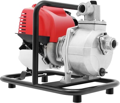 Benzine waterpomp - 4-takt pomp - Water verplaatsen - 8m zuigkracht 30m opvoer - 36x28x32 cm - Zilver