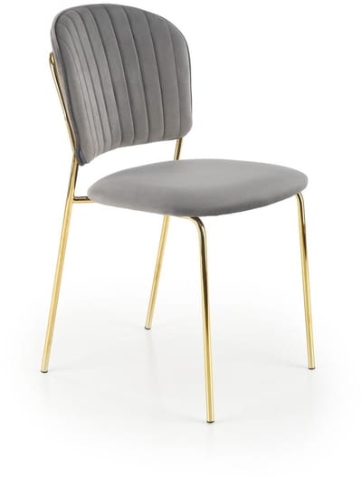 Luxury4Home W158 - Eetkamerstoel - Grijs Fluweel - Gouden Poten