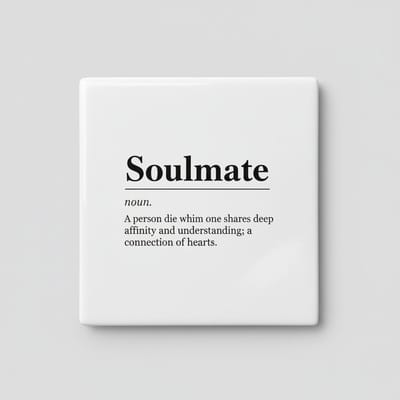Soulmate Definitie Liefde Tekst Decoratieve Tegel – Minimalistische Romantische Wanddecoratie – 15 x 15 cm