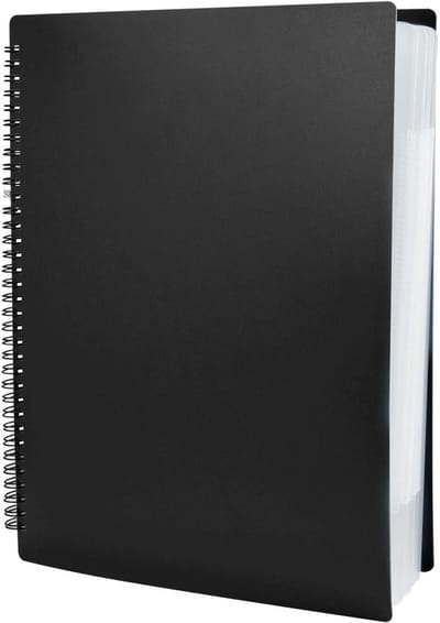 GELLDG A4-map geschikt voor bladmuziek - Waterdicht plastic - 60 vakken geschikt voor bladmuziek - Handig en snel - Geschikt voor bladmuziek, mappen, papier en documenten - 30 vakken - 32 * 24 cm - Zwart