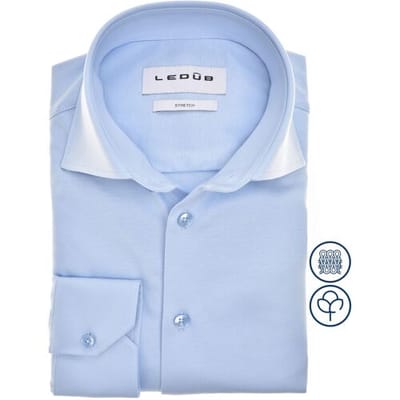 Ledub modern fit overhemd - popeline - lichtblauw - Strijkvriendelijk - Boordmaat: 44 (EU maat: XL)