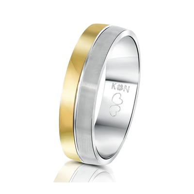 Lucardi Heren Vriendschapsring Praag - Ring - Vaderdag Cadeautje - Staal - Zilver- en Goudkleurig