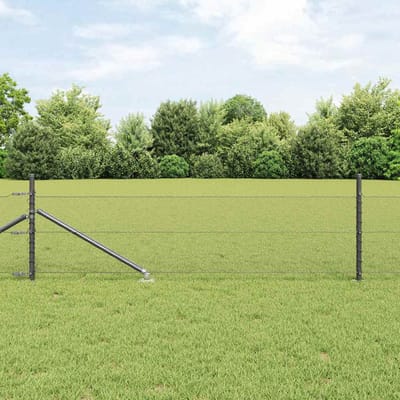 vidaXL - zeshoekig - gaasgek - met - palen - 10 - x - 0,4 - m - PVC-Coated - Staal - Grijs