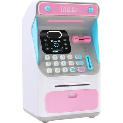 Elektronische spaarpot Auto Scroll Papieren bankbiljetten Geldkisten Geldautomaat Geldkist Gesimuleerde gezichtsherkenning Cadeau voor kinderen gray