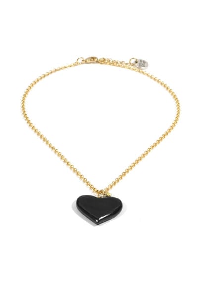 Heaven eleven - dames ketting goudkleurig plating met Zwart hart van hertegewei met de handgemaakt - 40cm