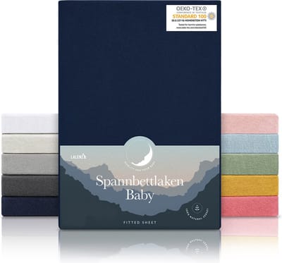 Laleni Jersey Baby/Kind Hoeslaken - Actief Ademend - Oeko-Tex Certificeerd - Babybed, Wieg, Kinderbed 40 x 90 x 10cm, donker oceaanblauw