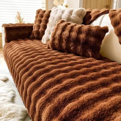 Dikke imitatie konijnenbont pluche bankhoes antislip zachte bank handdoek bank kussenhoes voor woonkamer moderne woninginrichting 1pc 30x50 pillowcase black