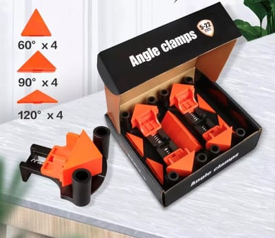 Dappermann Hoekklem voor Hout - 60 - 90 - 120 Graden Haakse Klemmen - Bevestigings Clips - Lijmklem - Houtbewerking - Gereedschap - 4 Stuks