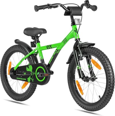 Stoere Kinderfiets 18 Inch voor Jongens en Meisjes Vanaf 6 Jaar met Terugtraprem en Standaard - Groen Zwart