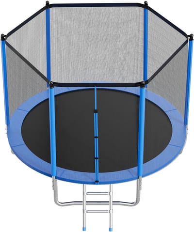 Ronde trampoline van 3 meter voor buiten met veiligheidsnet, ASTM-gecertificeerd, duurzaam ontwerp voor gebruik in de achtertuin, geschikt voor maximaal 150 kg, roestbestendige recreatieve trampoline voor kinderen en volwassenen
