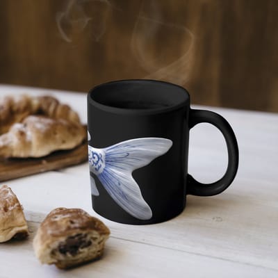 Magische Mok - Foto op Warmte Mokken - Koffiemok - Porselein - Goudvis - Delfts - Blauw - Magic Mok - Beker - 350 ML - Theemok