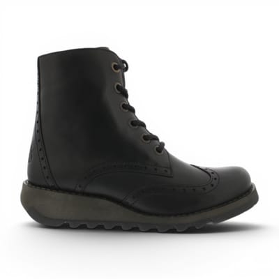 Fly London dames zwarte leren veterschoenen enkellaarzen - SARL069