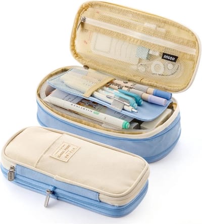BukkitBow - Luxe School Etui - Organizer voor Pennen / Potloden - Grote Capaciteit - Voor Jongens en Meisjes - Blauw
