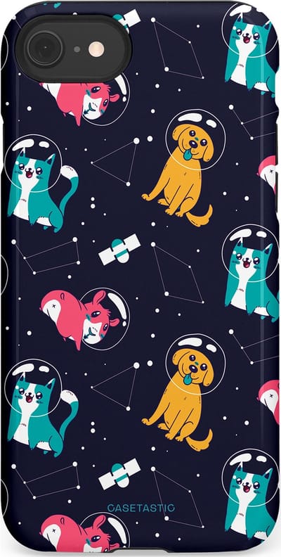 Casetastic Hoesje Geschikt voor Apple iPhone 7/8/SE - Stijlvolle Beschermende Duo-layer Case - Sterrennacht Dieren
