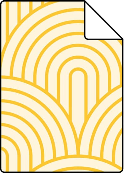 Proefstaal ESTAhome behang art deco bogen geel - 26.5 x 21 cm - 131769-S