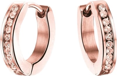 Lucardi Meisjes Oorring met plating - Kristal - Cadeau - Staal - Rosékleurig