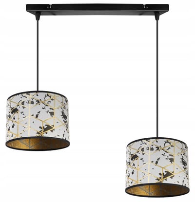 Light-Home Werona – Hanglamp – Zwart Metaal – Grijze Kap met Goud – Hoogte Verstelbaar