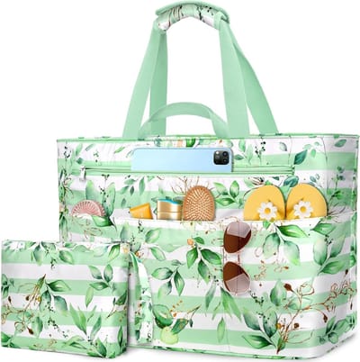 Grote Waterdichte Strandtas voor Vrouwen, XXL Opvouwbare Tas met Rits, Perfect voor Vakantie en Reizen, 50L Capaciteit