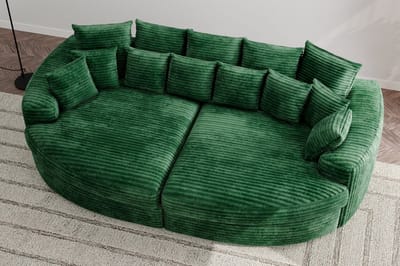 Bigsofa Zitbank Romantico Cosy Green - Bank zetel Chillsofa XXl in Extra dik Corduroy Ribstof - Zetelsenbedden / Zitbanken Hoekbanken en Hoeksalons Big sofa