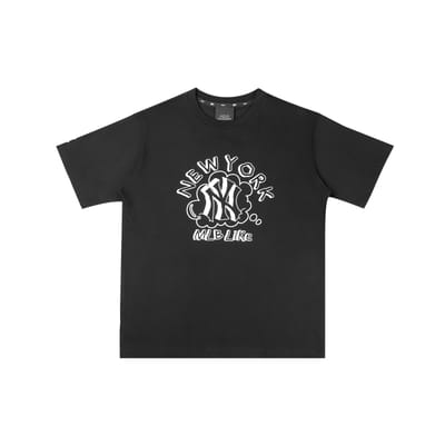 T-shirt unisexe à col rond et manches courtes avec imprimé lettres pop-corn vintage américain MLB New York Yankees Hauts Noir 31TSP2131-50L XXL gray