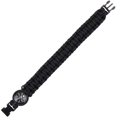 Paracord bracelet Kompas 8inch zwart
