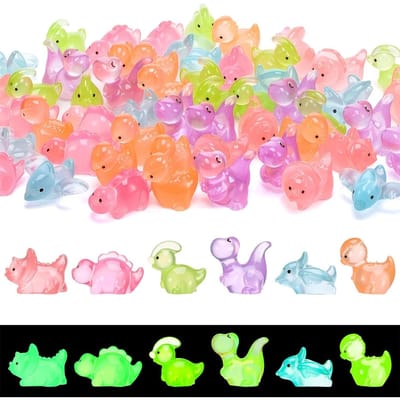 20 STUKS Lichtgevende Dinosaurus Beeldjes Gloeien in het Donker Mini Dieren Voor Feeëntuin Decoratie Cadeau pink