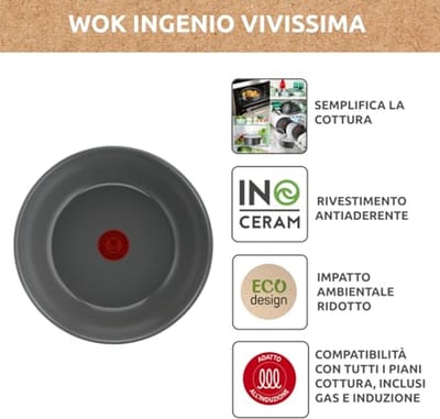 Ceramic Wok 26 cm met Verwijderbare Handgreep - Geschikt voor Alle Warmtebronnen